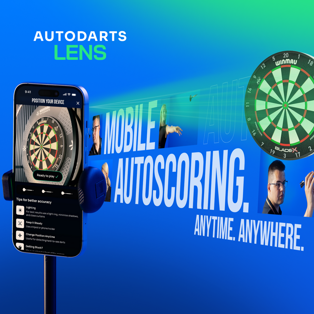 Winmau Device Stand + 12 Monate Autodarts Plus – Mobiles Autodarts Bundle