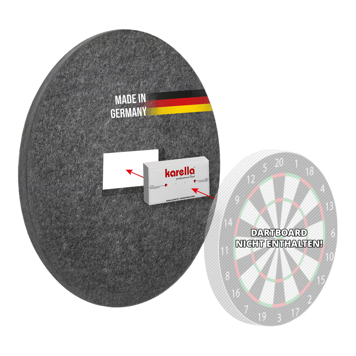 Schallschutz Karella für Steeldartboards mit integriertem Surround Auffangring