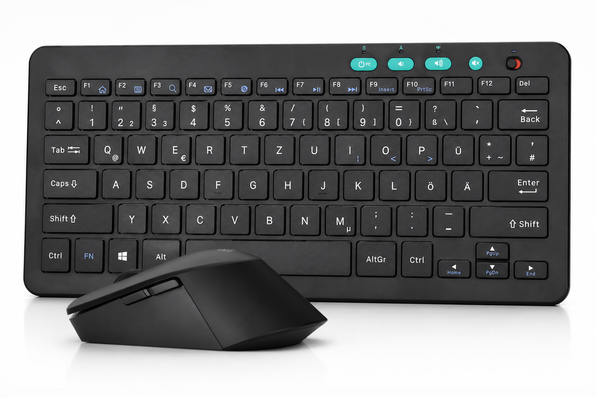 Tastatur Maus Set Kabellos, 2.4G Kabellose Kompakte Tastatur mit Funkmaus
